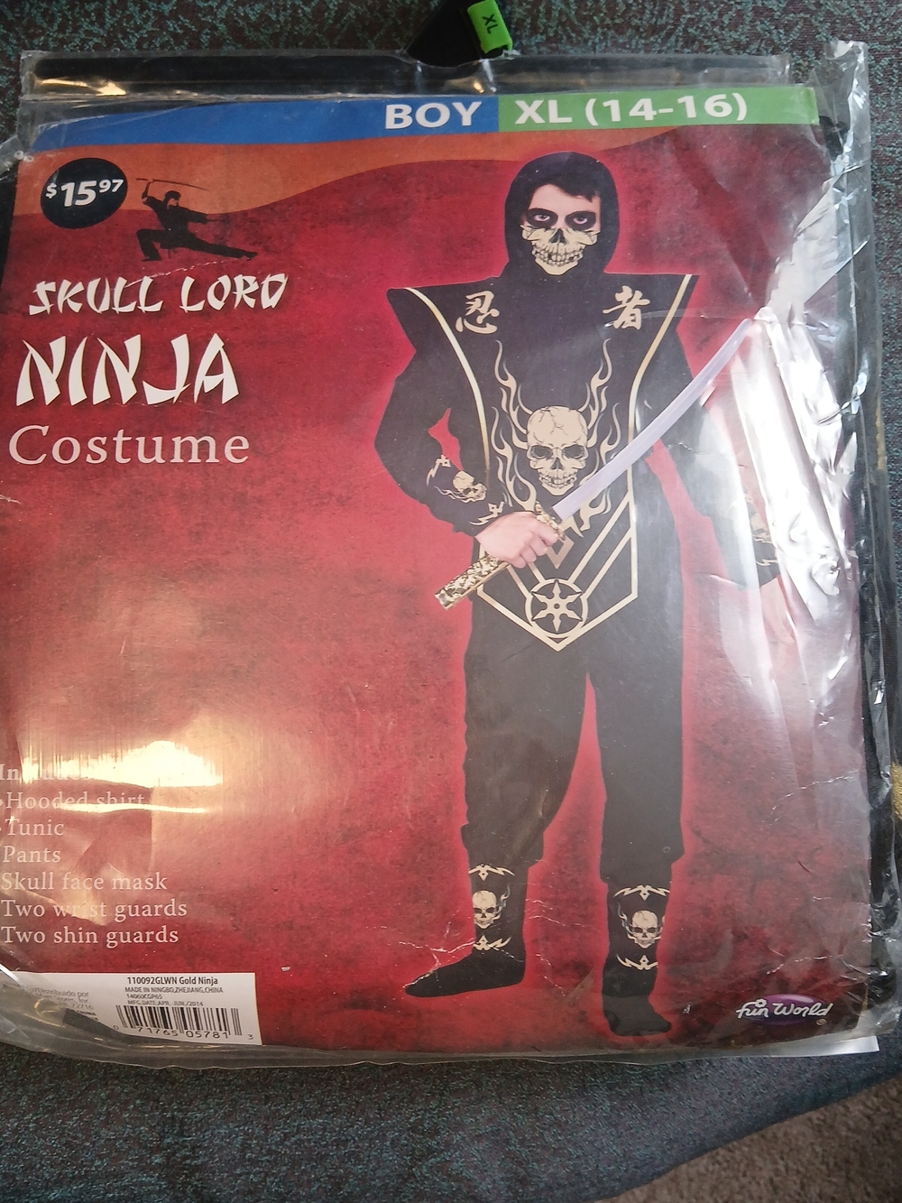 Kids Skull Lord Ninja Halloween Costume - Black and Gold